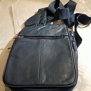 Travelon blue leather cross body bag